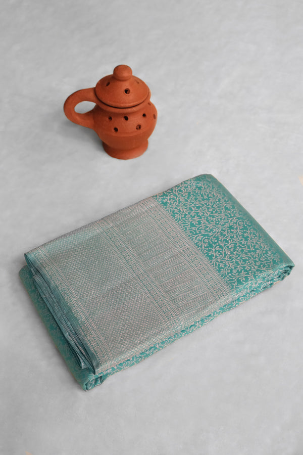 Stera Blue Color Kanchipuram Brocade Saree