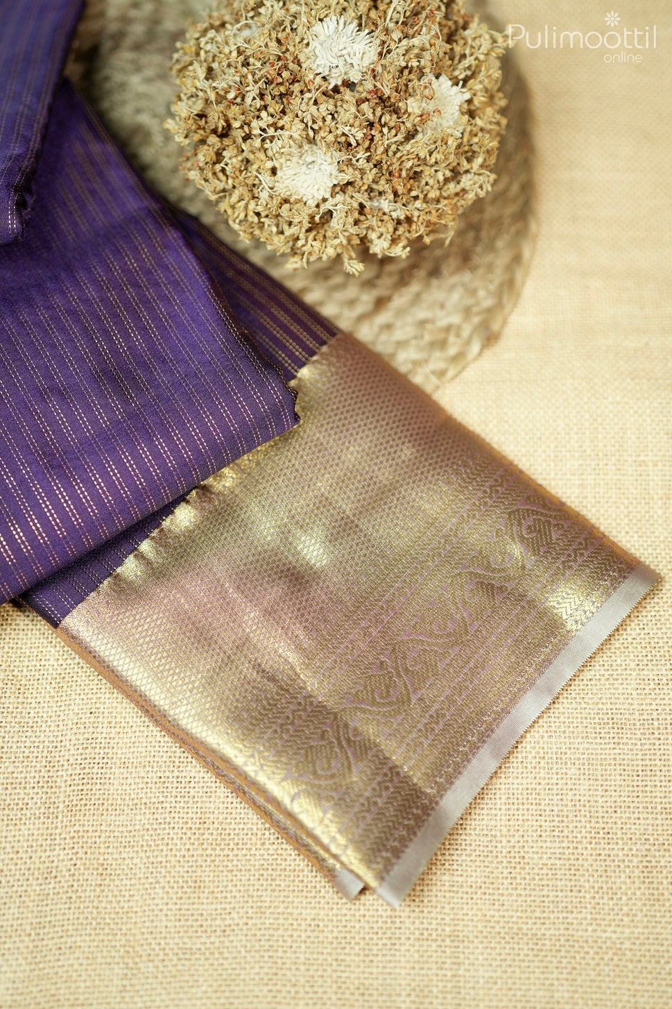 Dark Violet Colour Semi Silk Saree