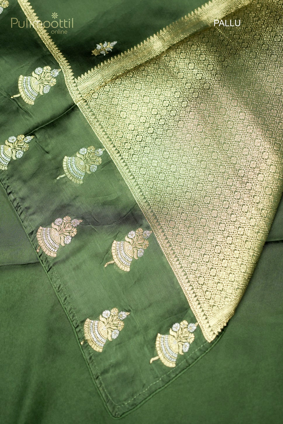 Olive Green Colour Banarasi Saree