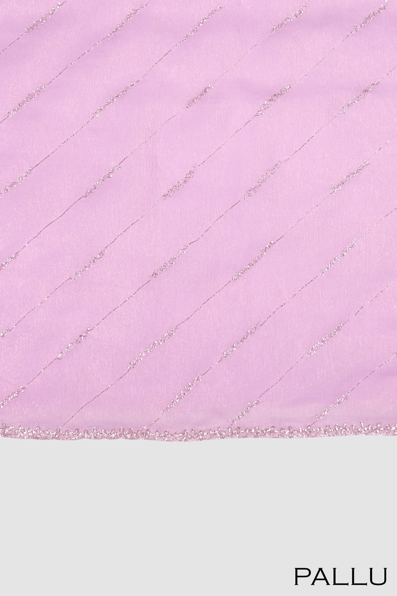 Lavender color crushed Organza saree.