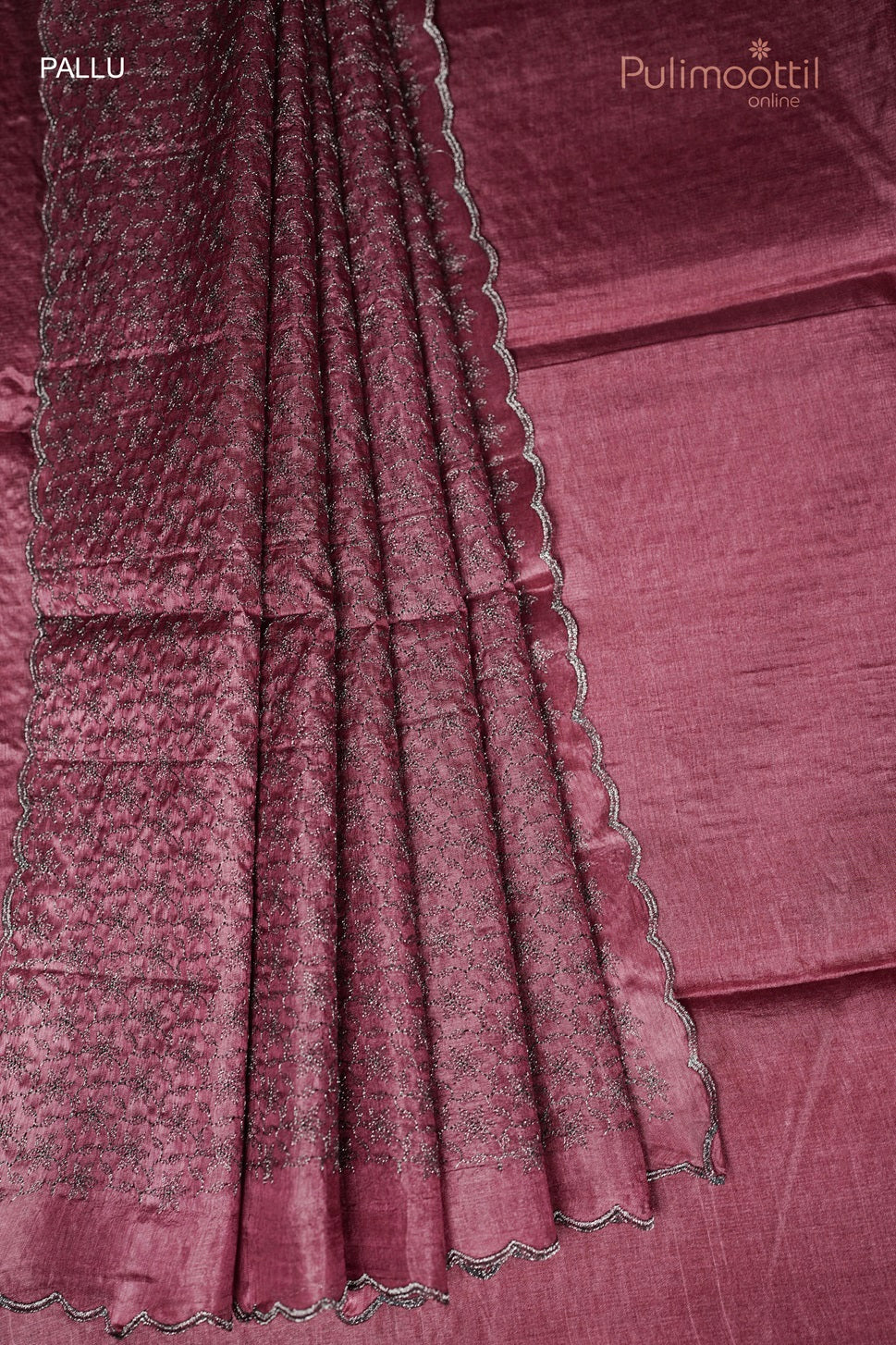 Pastel Onion Colour Tussar Silk Saree