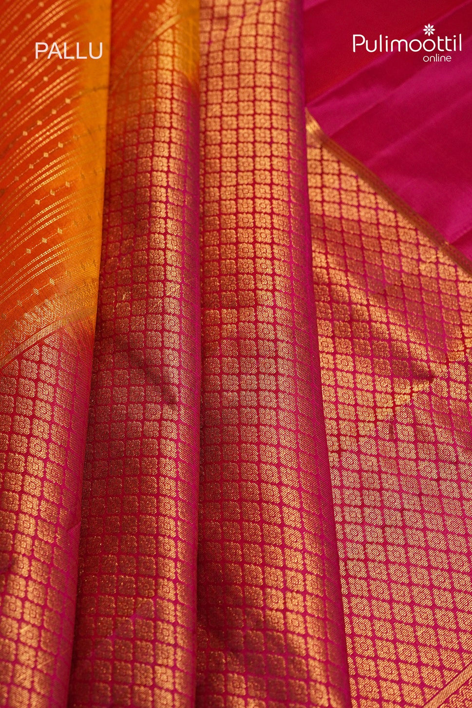 Dark Orange Colour Kanchipuram Soft Silk Saree