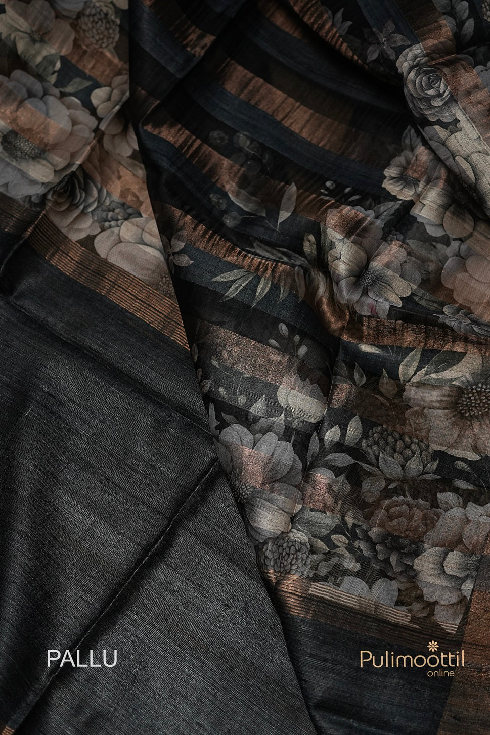 Black Colour Jute Silk Saree