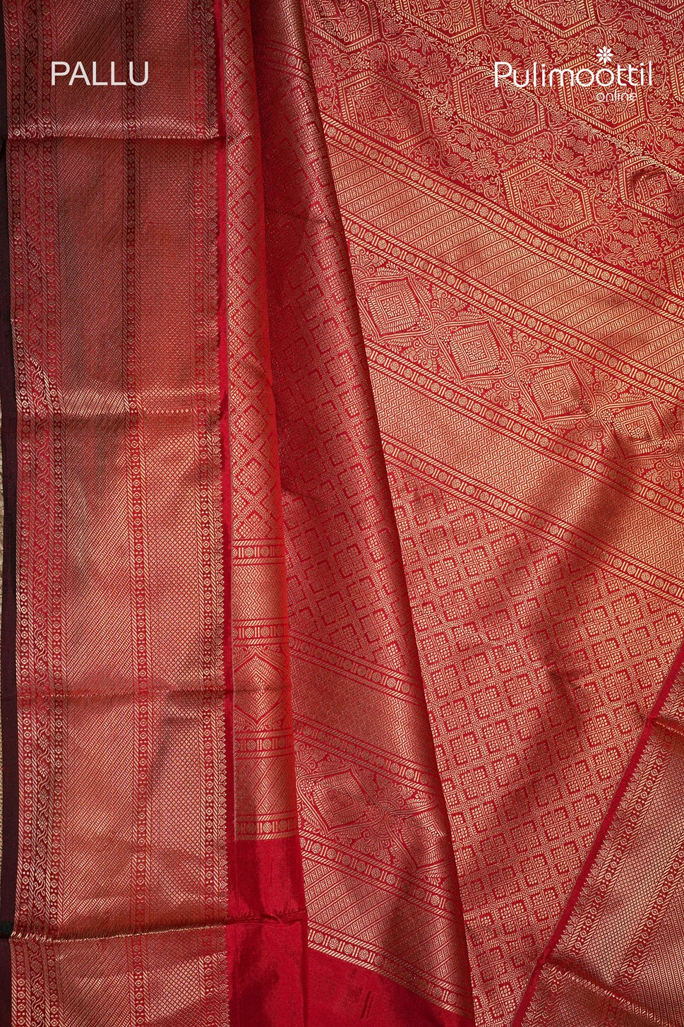 Chilli Red Colour Kanchipuram Brocade Wedding Saree