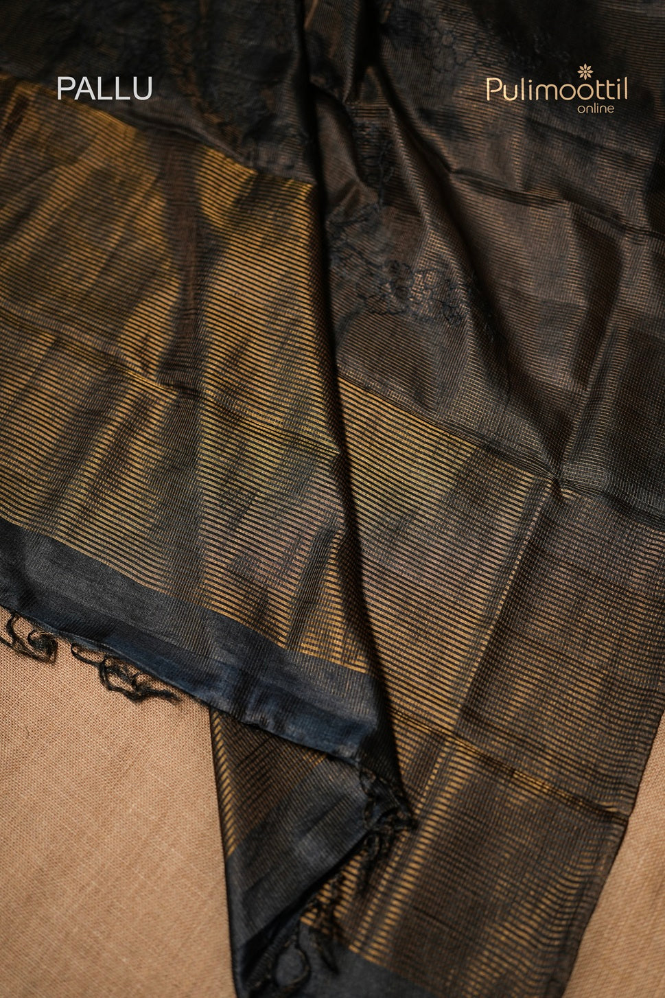 Black Colour Tussar Silk Saree