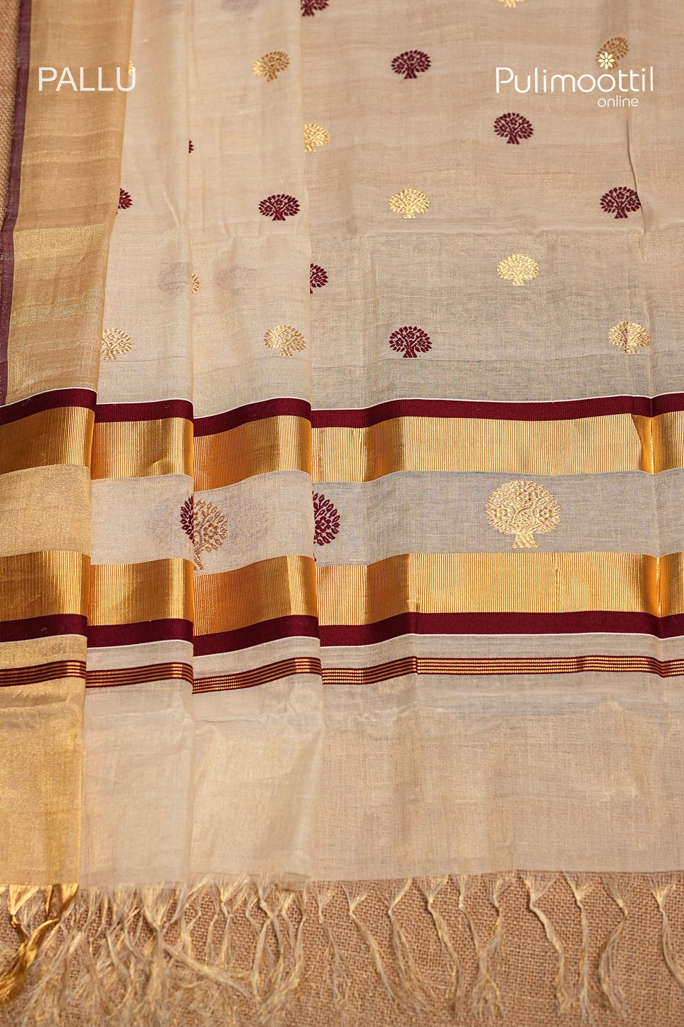Kerala Traditional Golden Tissue Handloom Set Saree
