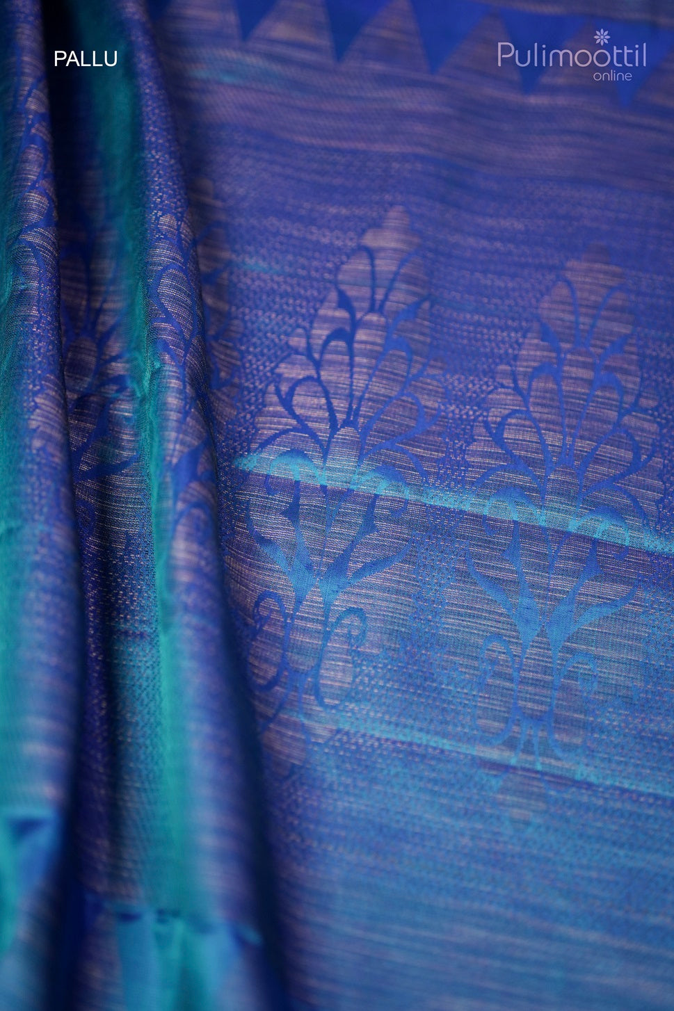 Dark Peacock Blue Colour Kanchipuram Designer Saree