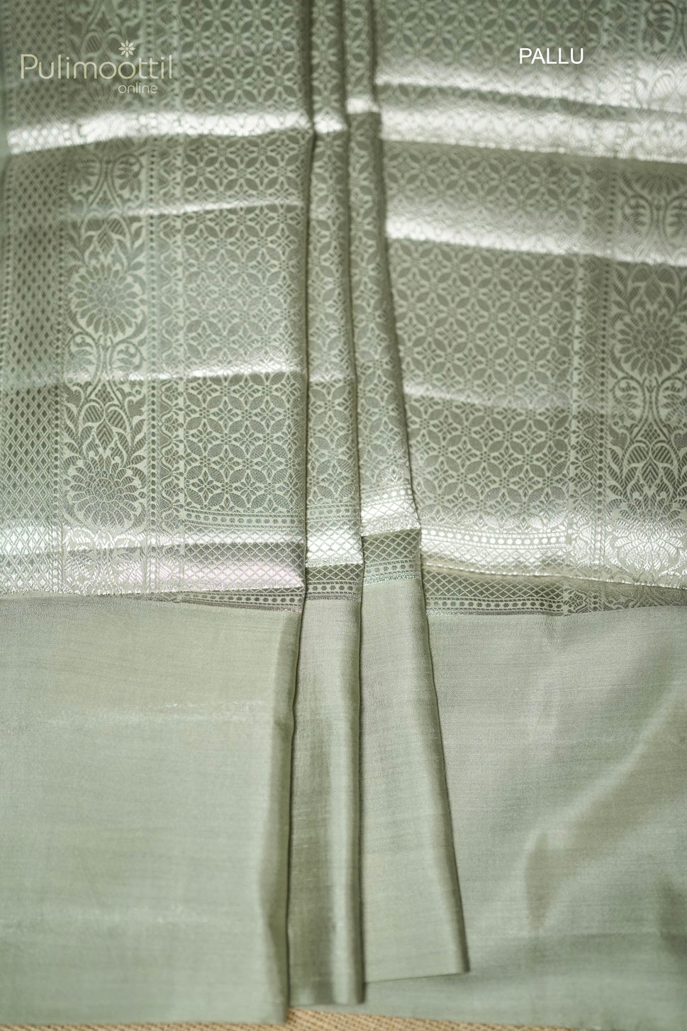 Pastel Olive Green Colour Chiniya Silk Saree