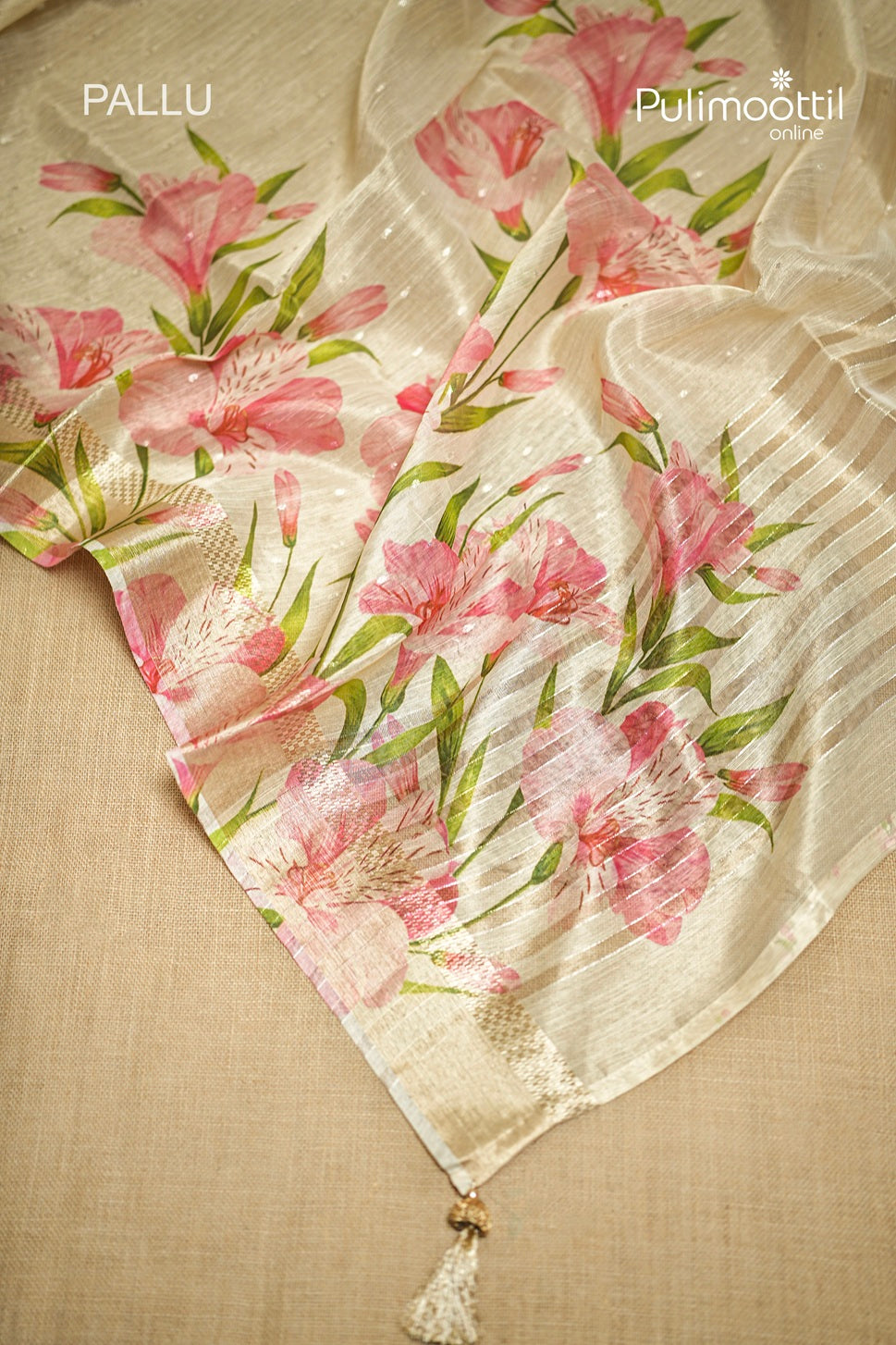 Offwhite Colour Golden Tissue Traditional Fancy Saree