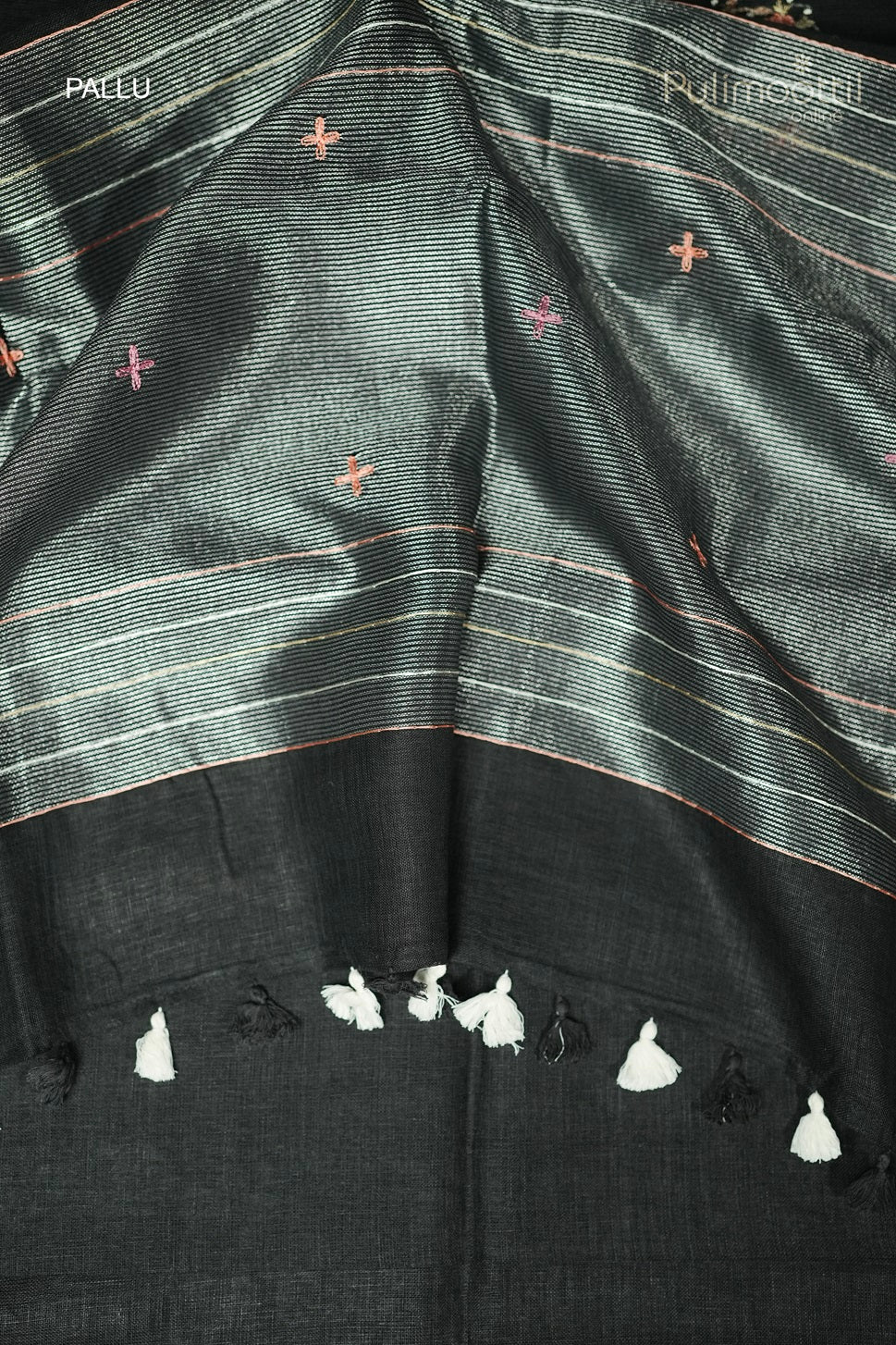 Black Colour Linen Saree.