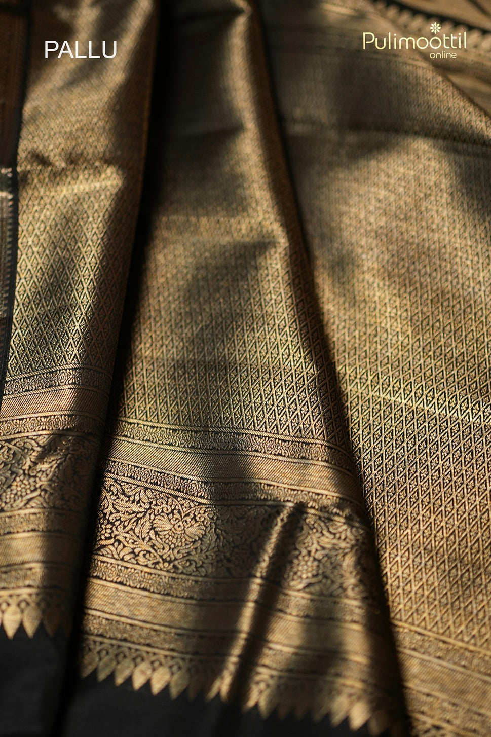 Black Colour Kanchipuram Brocade Wedding Saree