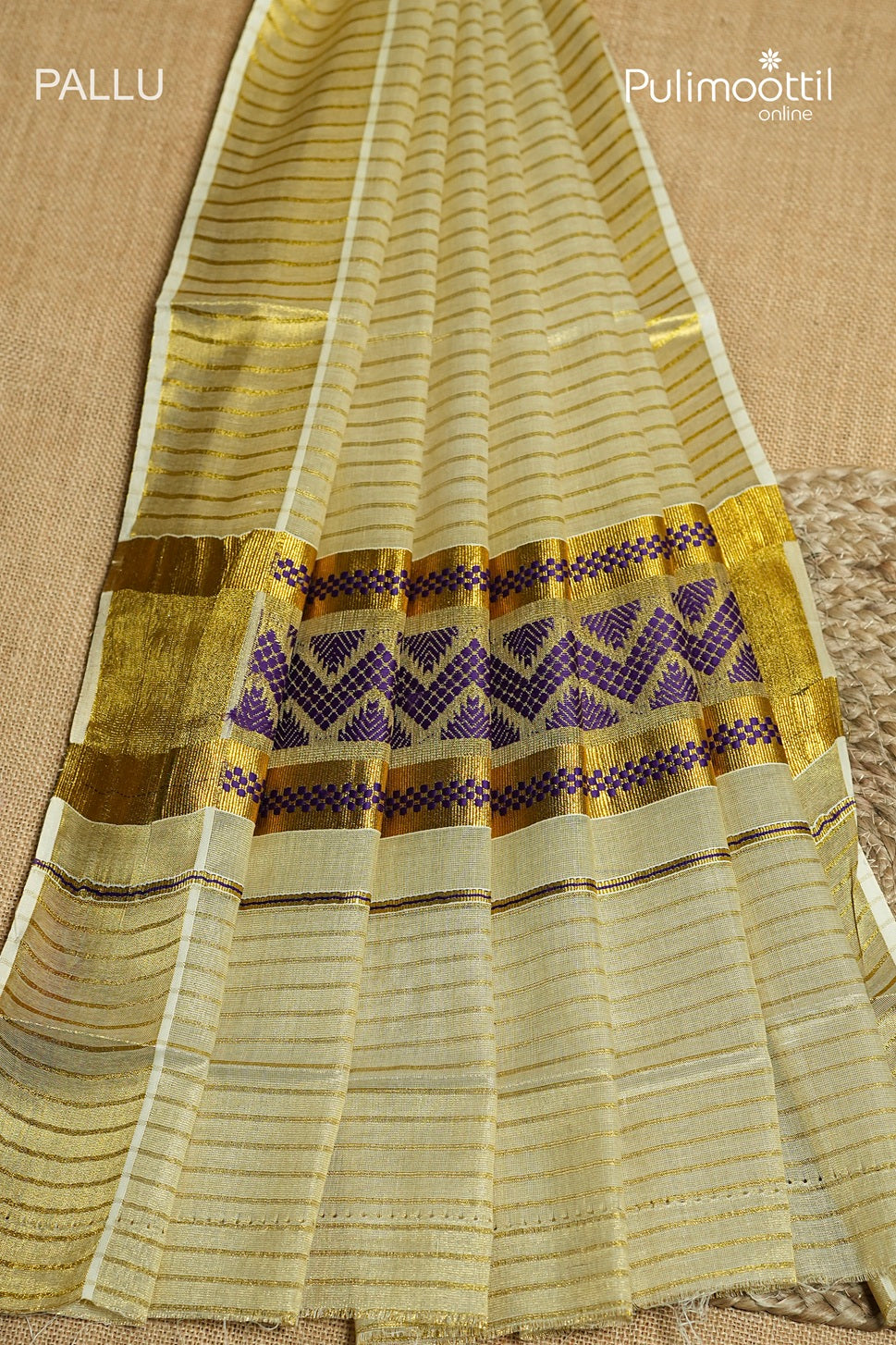 Kerala Traditional Golden Tissue Set Saree