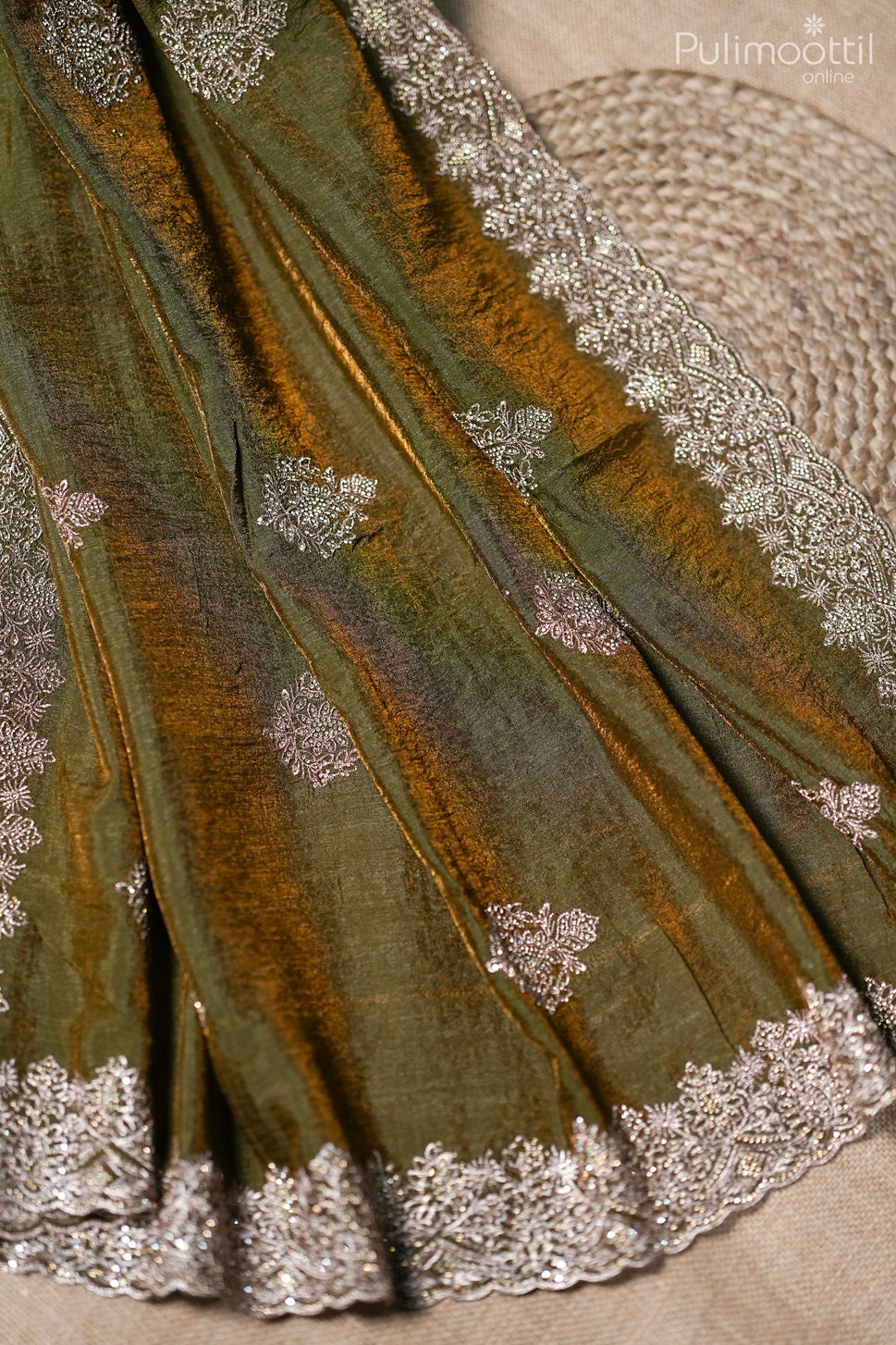 Olive Brown Colour Fancy Sareee