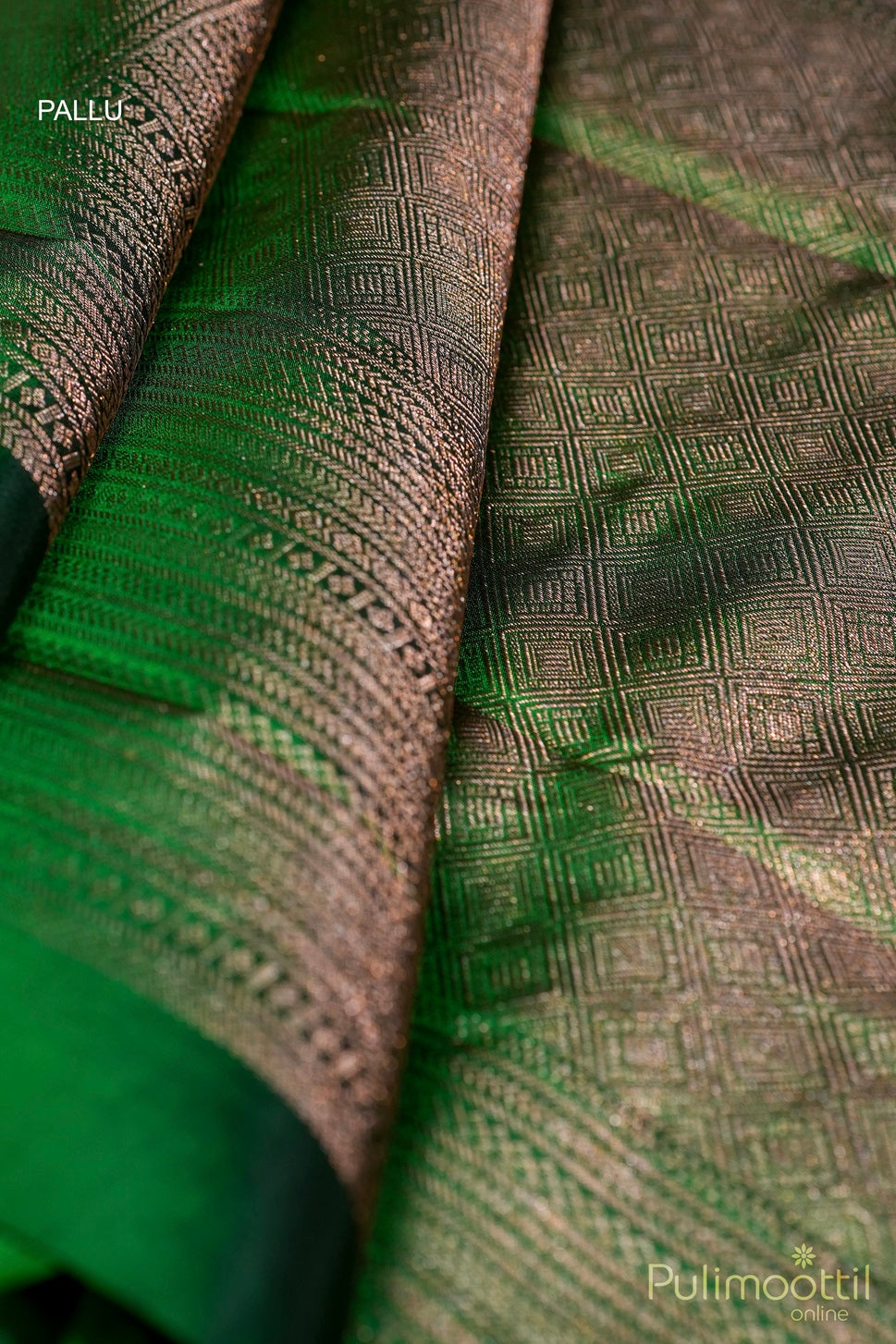 Indian Green Colour Pure Kanchipuram Silk Saree.