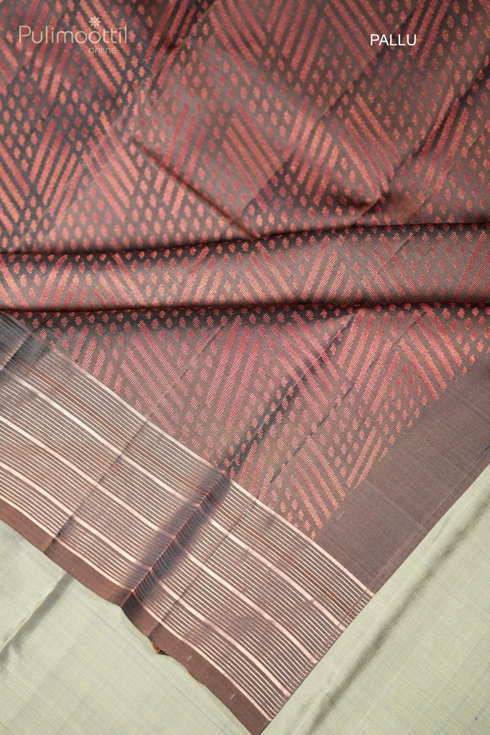 Light Olive Green Colour Kanchipuram Designer Saree