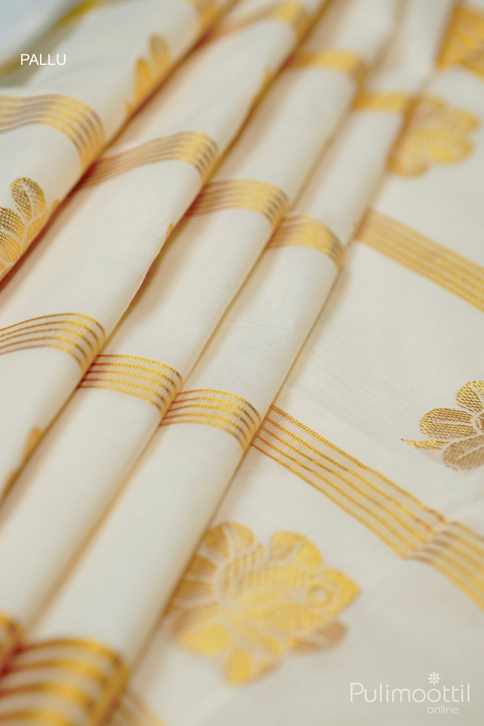 Cream Colour  Cotton Kasavu Set Saree.