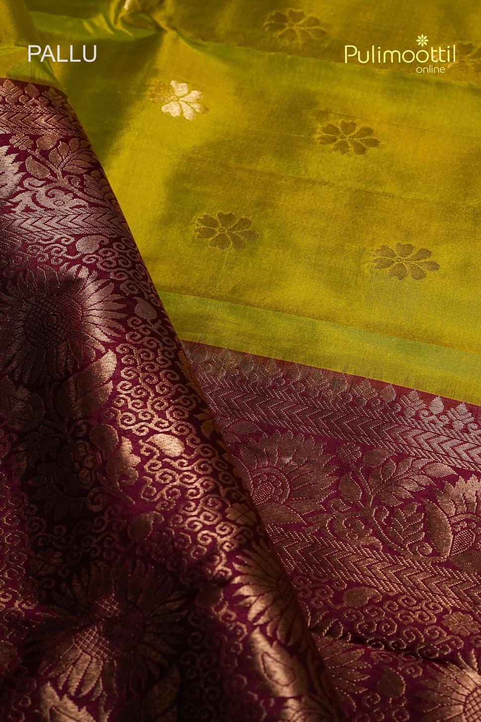 Lemon Green Colour Kanchipuram Designer Saree