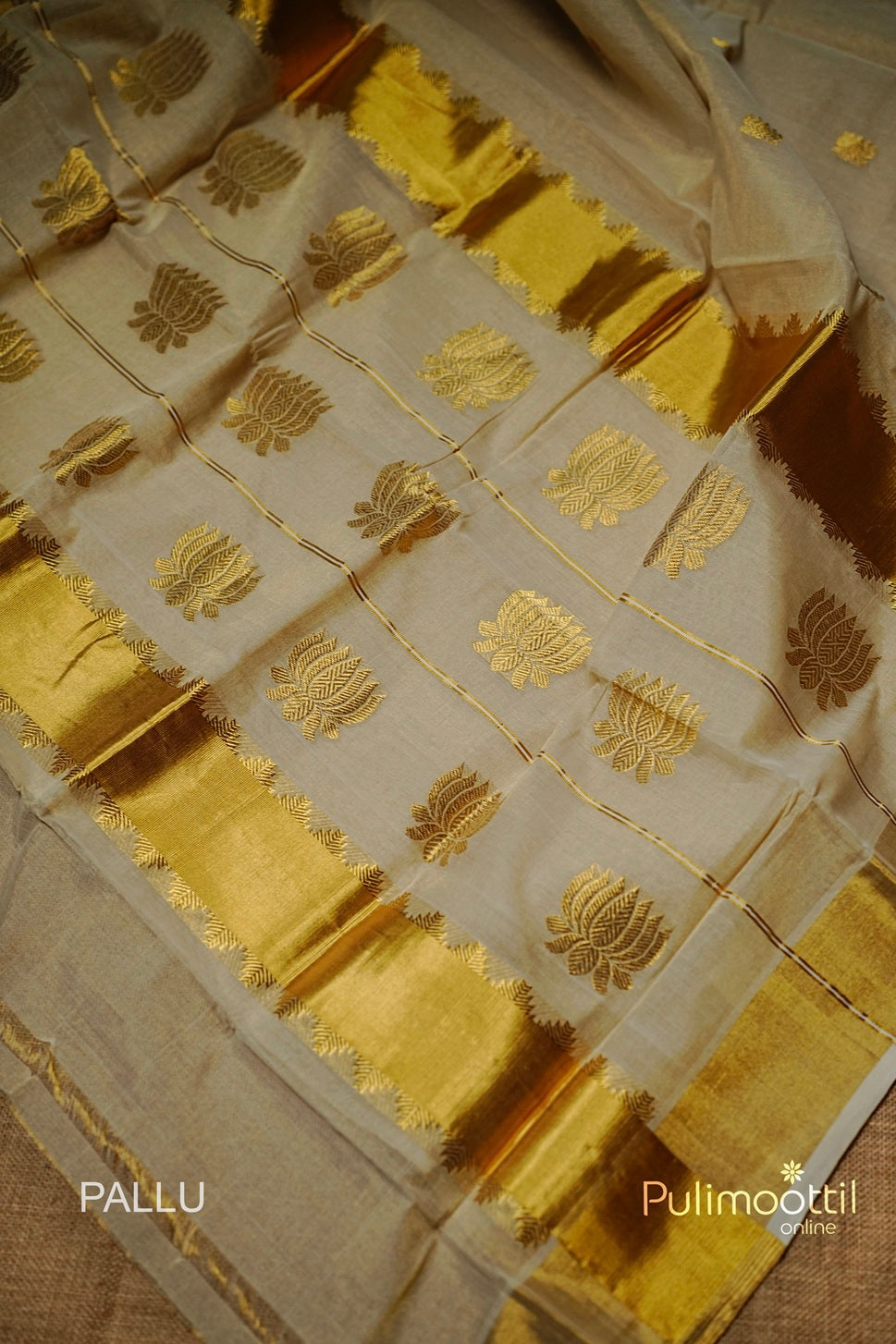 Kerala Traditional Golden Tissue Handloom Set Saree