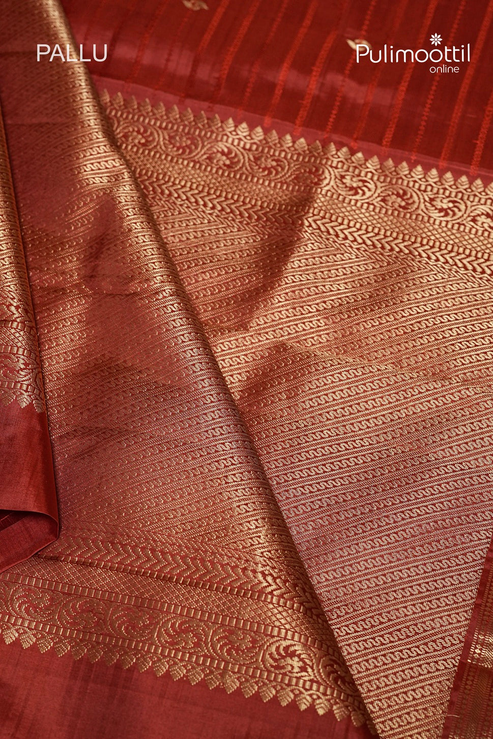 Brick Red Colour Kanchipuram Designer Saree