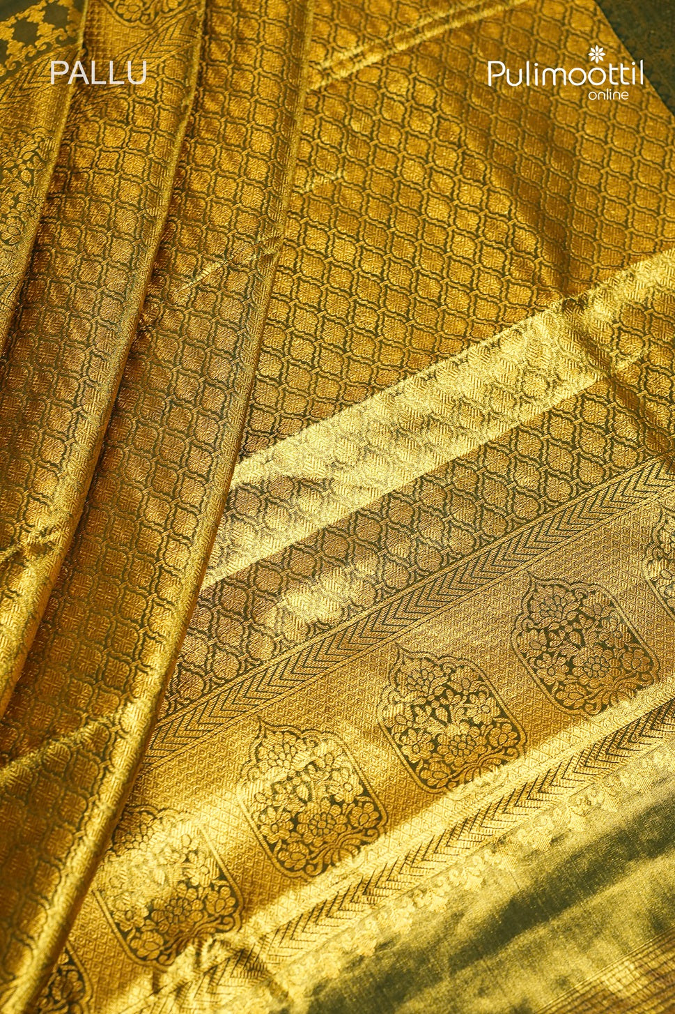 Bottle Green Colour Kanchipuram Golden Tissue Wedding Saree
