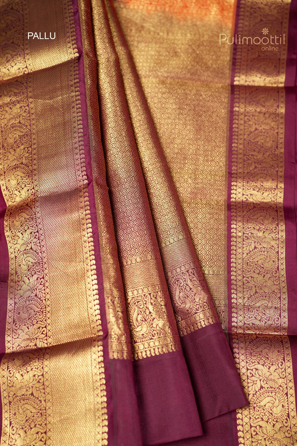Carrot Peach Colour Kanchipuram Soft Silk Saree