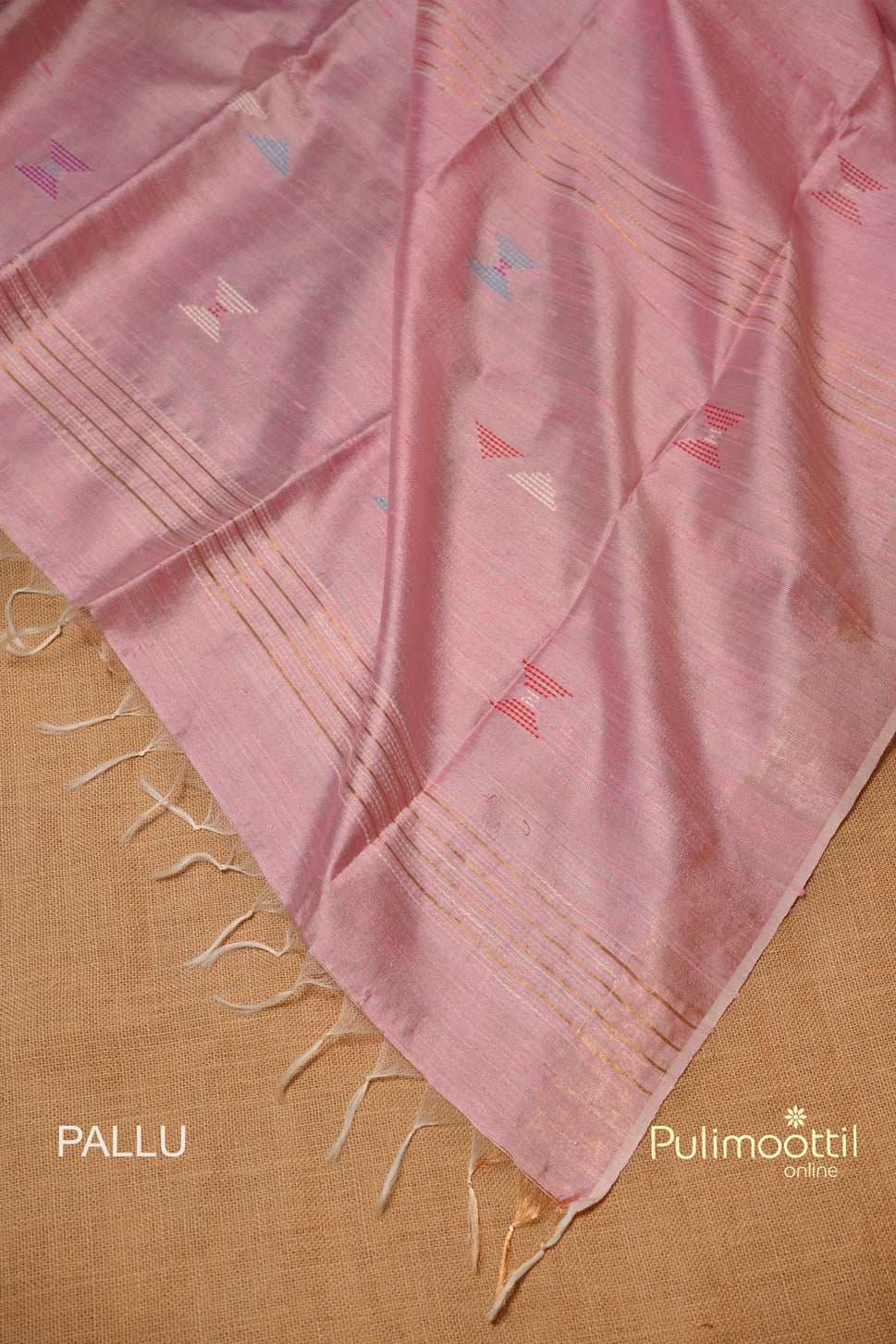 Baby Pink Colour Jute Silk Saree