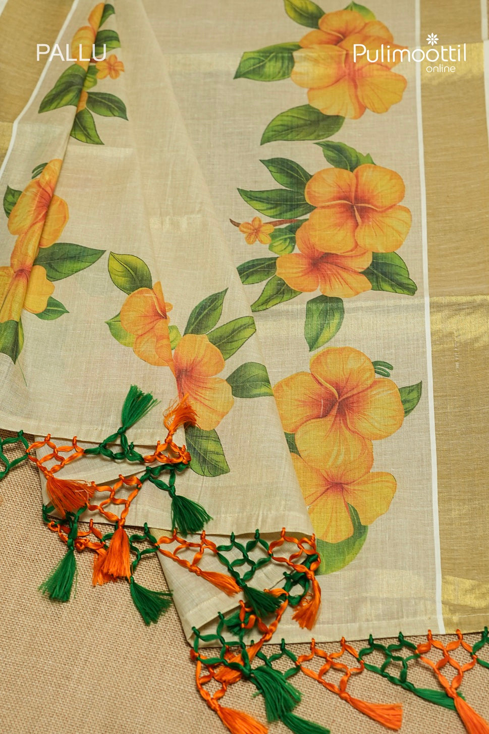 Kerala Traditional Golden Tissue Set Saree