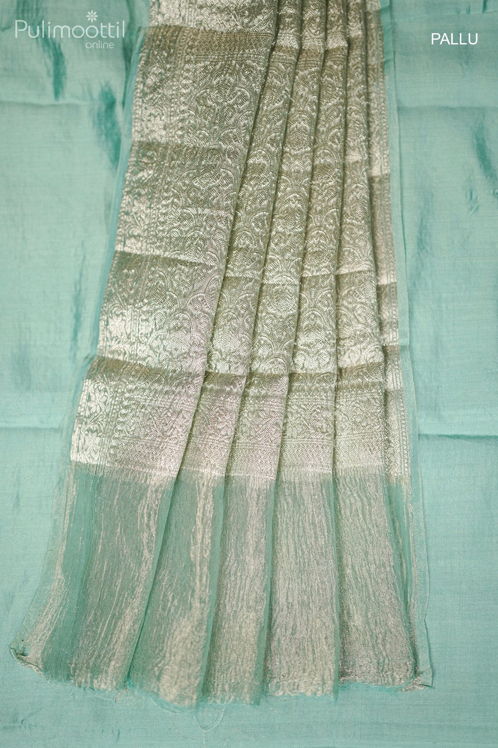 Sea Green Colour Crushed Tissue Organza Banarasi Saree