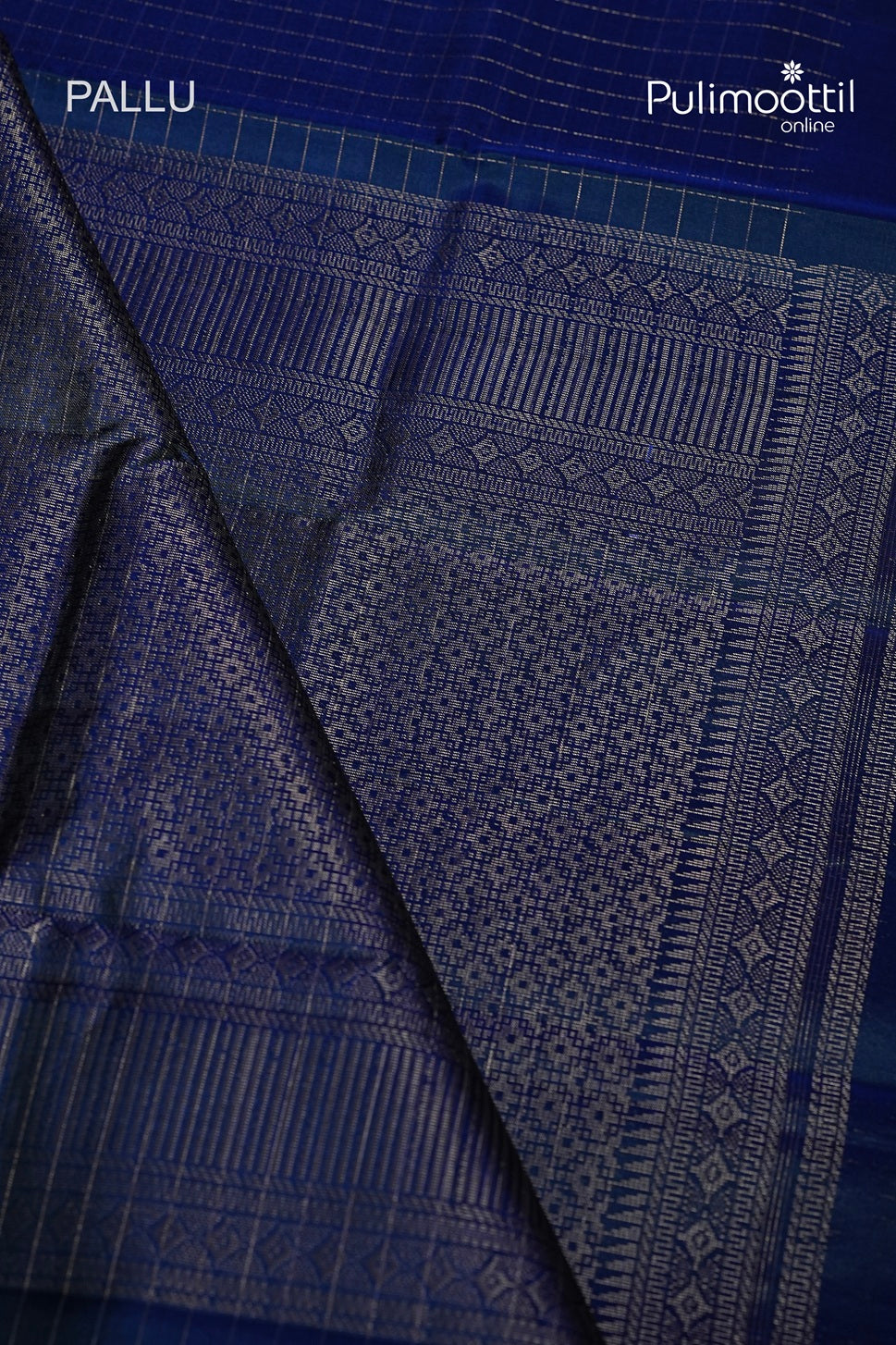 Dark German Blue Colour Kanchipuram Self-Design Saree