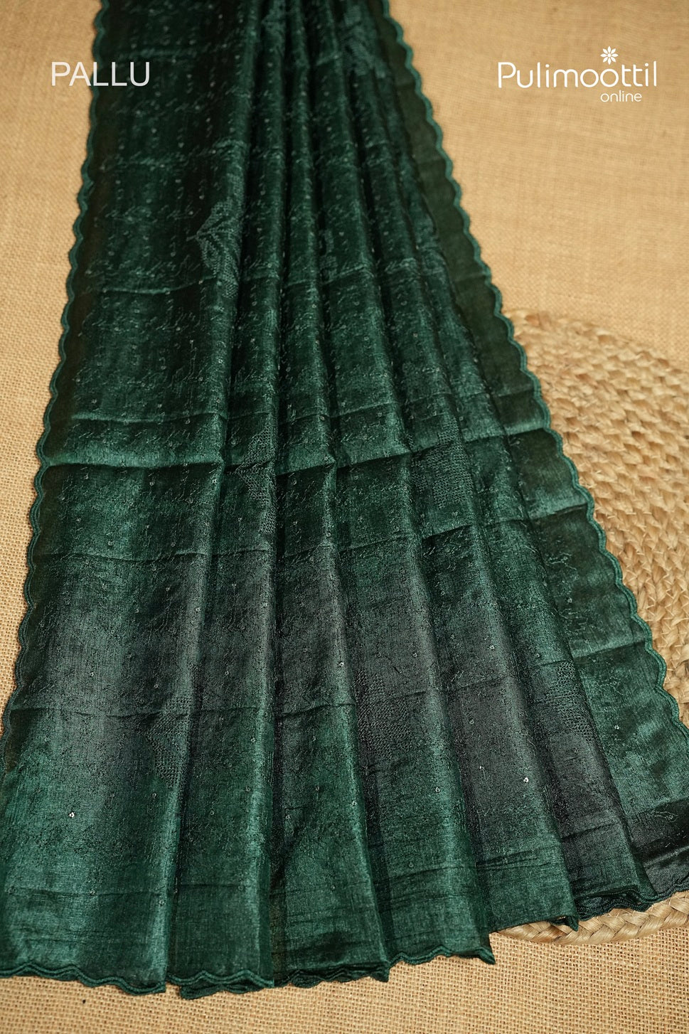 Bottle Green Colour Tussar Silk Saree