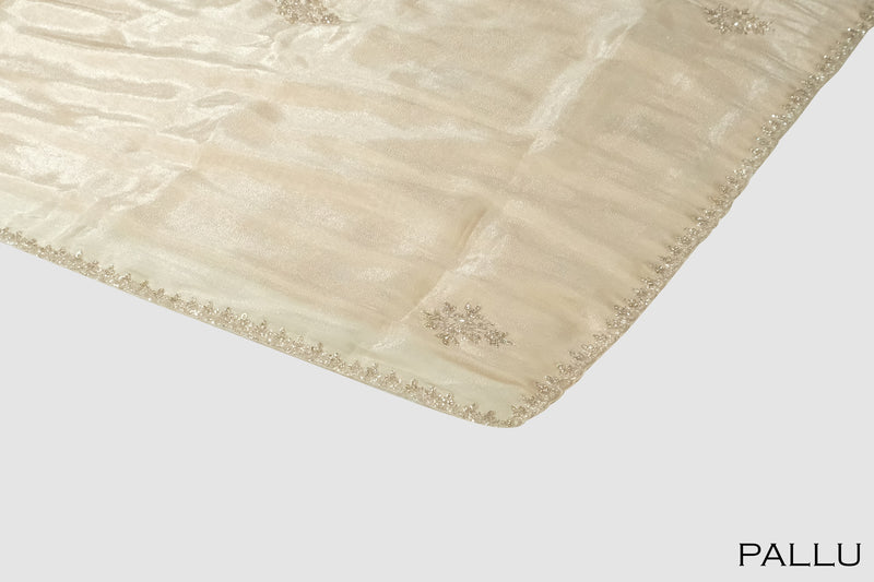 Light golden color soft Organza saree.