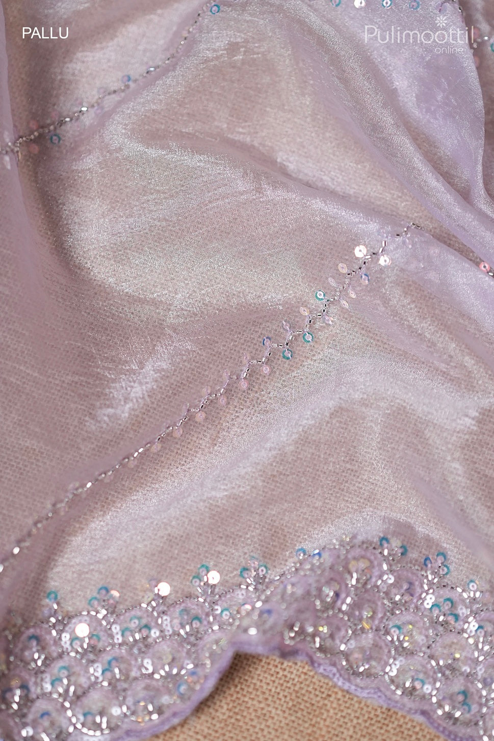 Lavender Colour Organza Fancy Saree