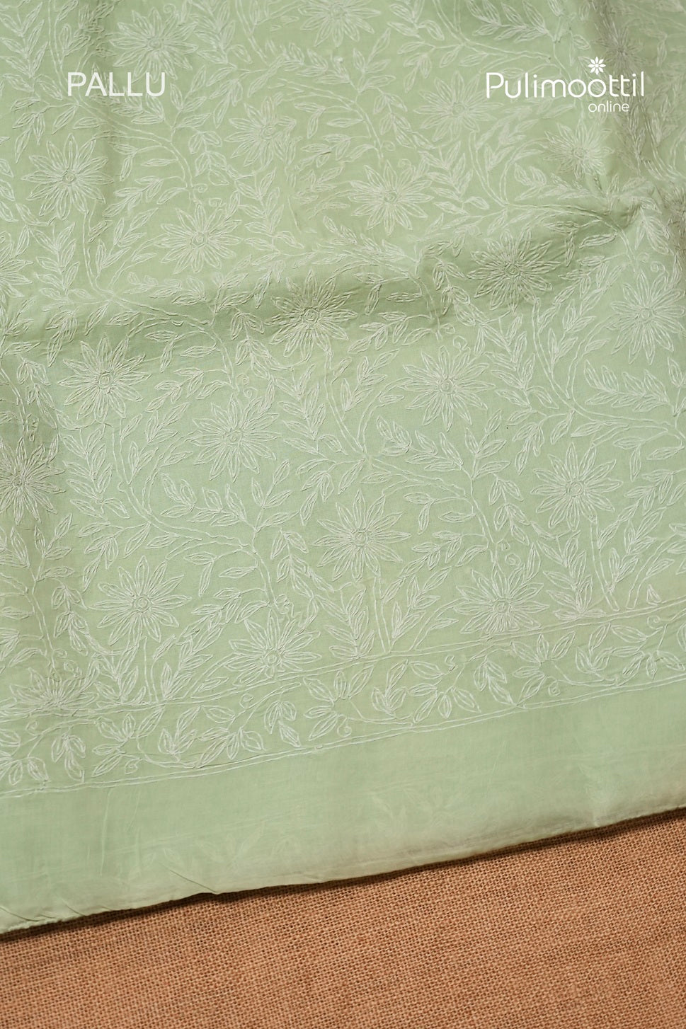 Pista Green Colour Chikankari Cotton Saree