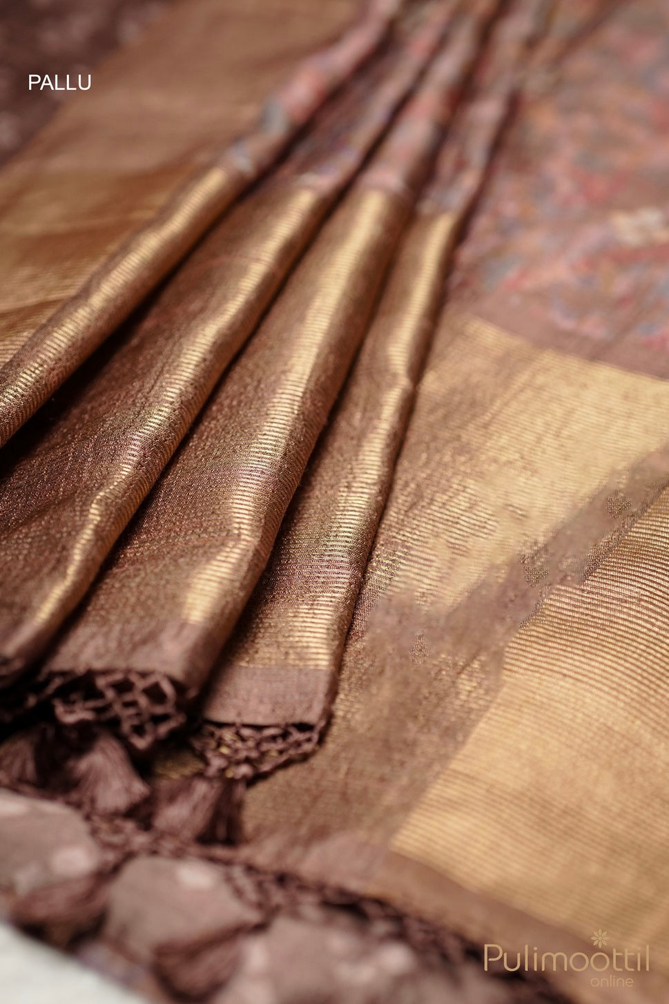 Chickoo Shade Jute Silk Saree.