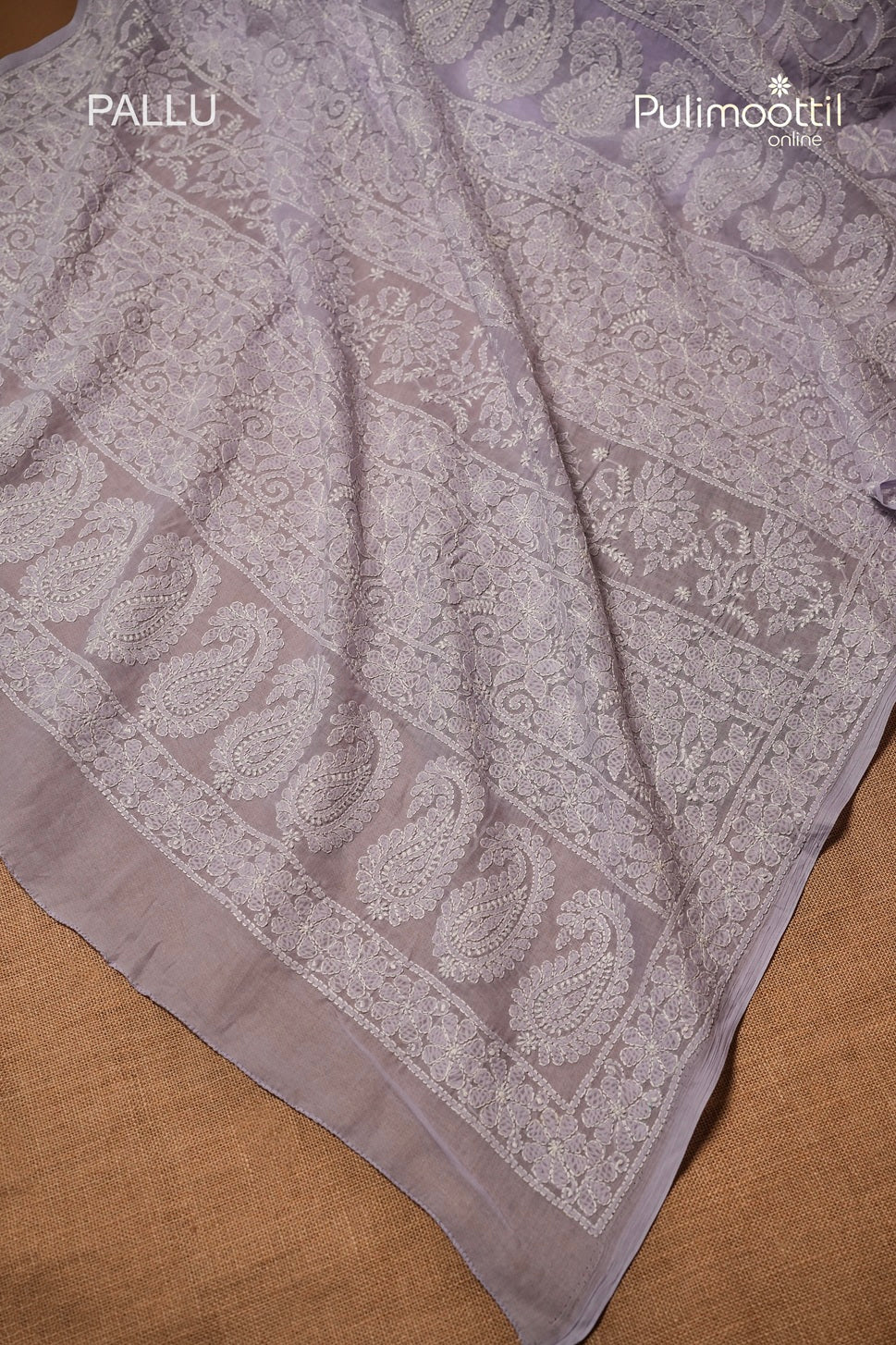 Lavender Colour Chikankari Cotton Saree
