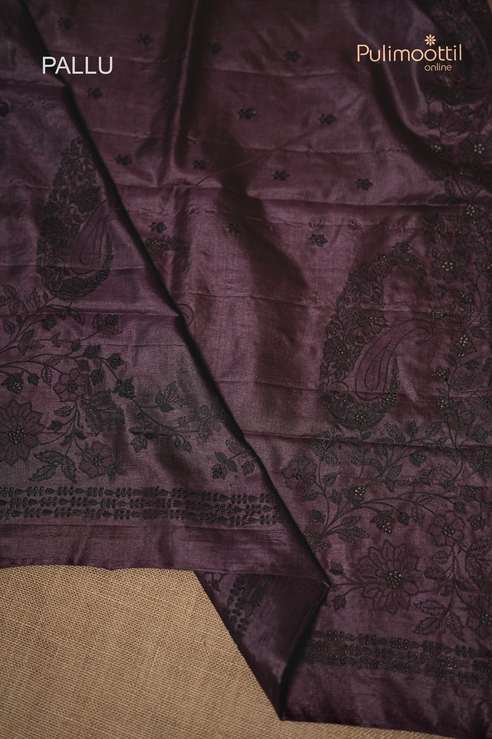 Wine Colour Tussar Silk Saree