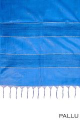 Happy blue color Tusser silk saree