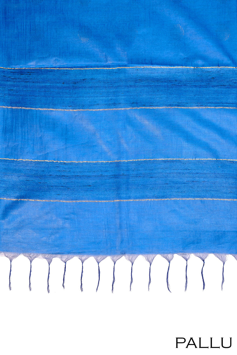 Happy blue color Tusser silk saree