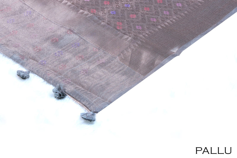 Ash color Tissue organza saree