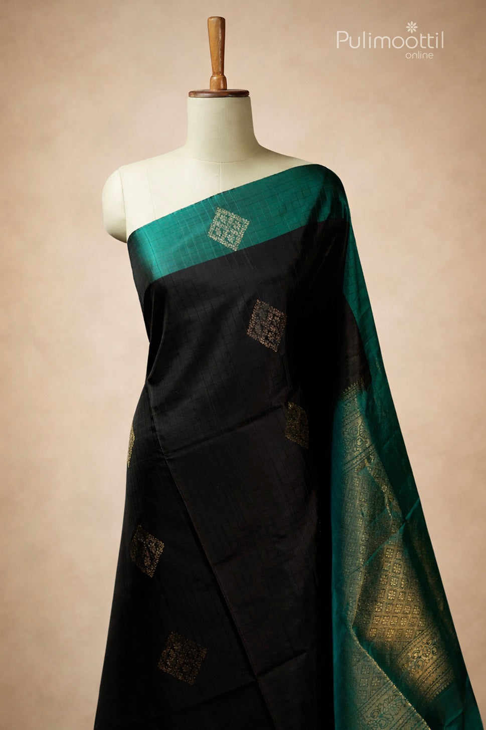 Black Colour Kanchipuram Soft Silk Saree