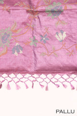 Lavender color pure Tusser silk saree