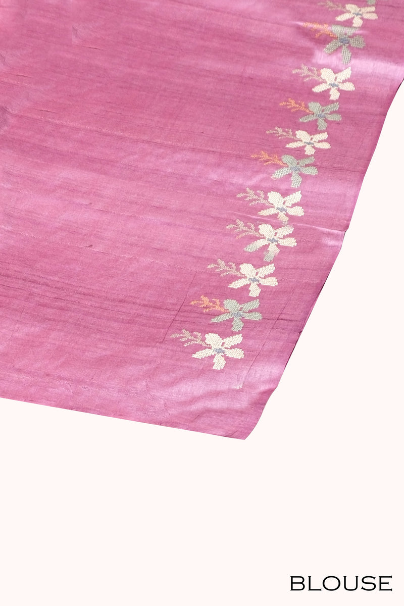 Lavender color pure Tusser silk saree