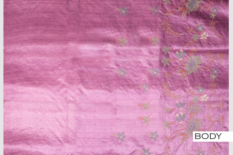 Lavender color pure Tusser silk saree