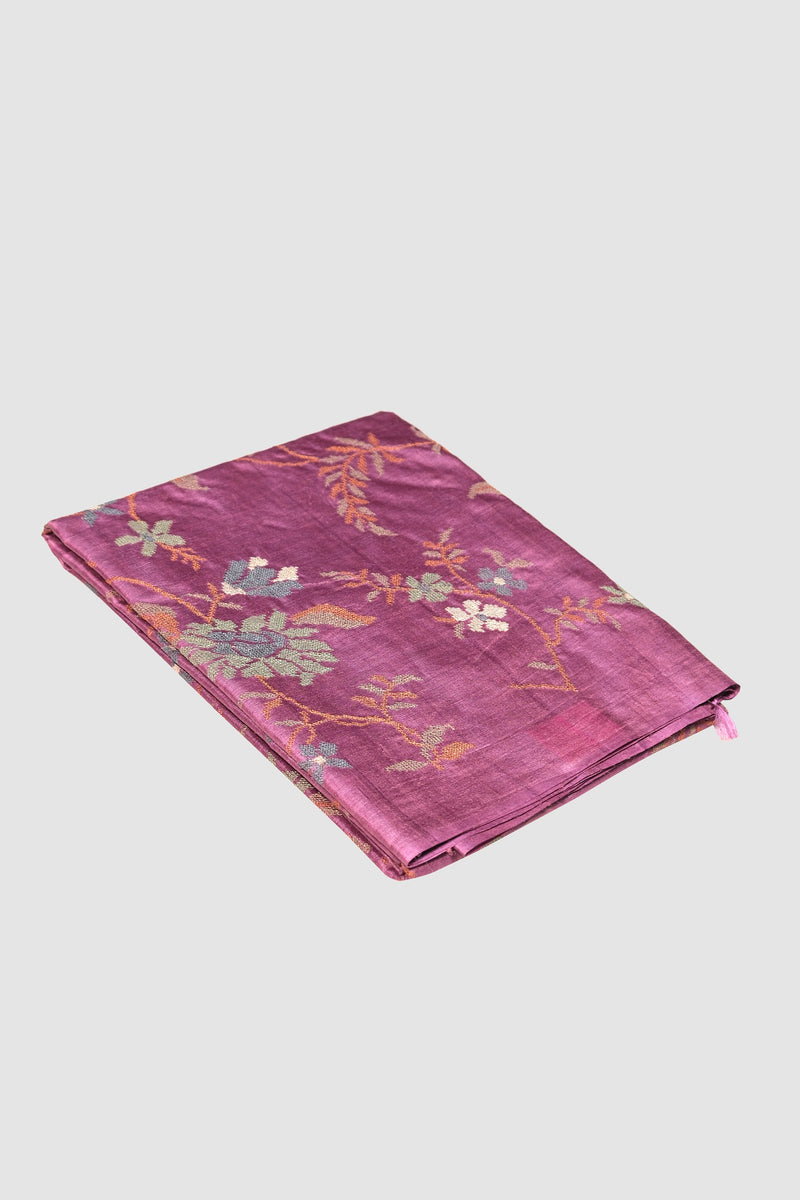 Lavender color pure Tusser silk saree