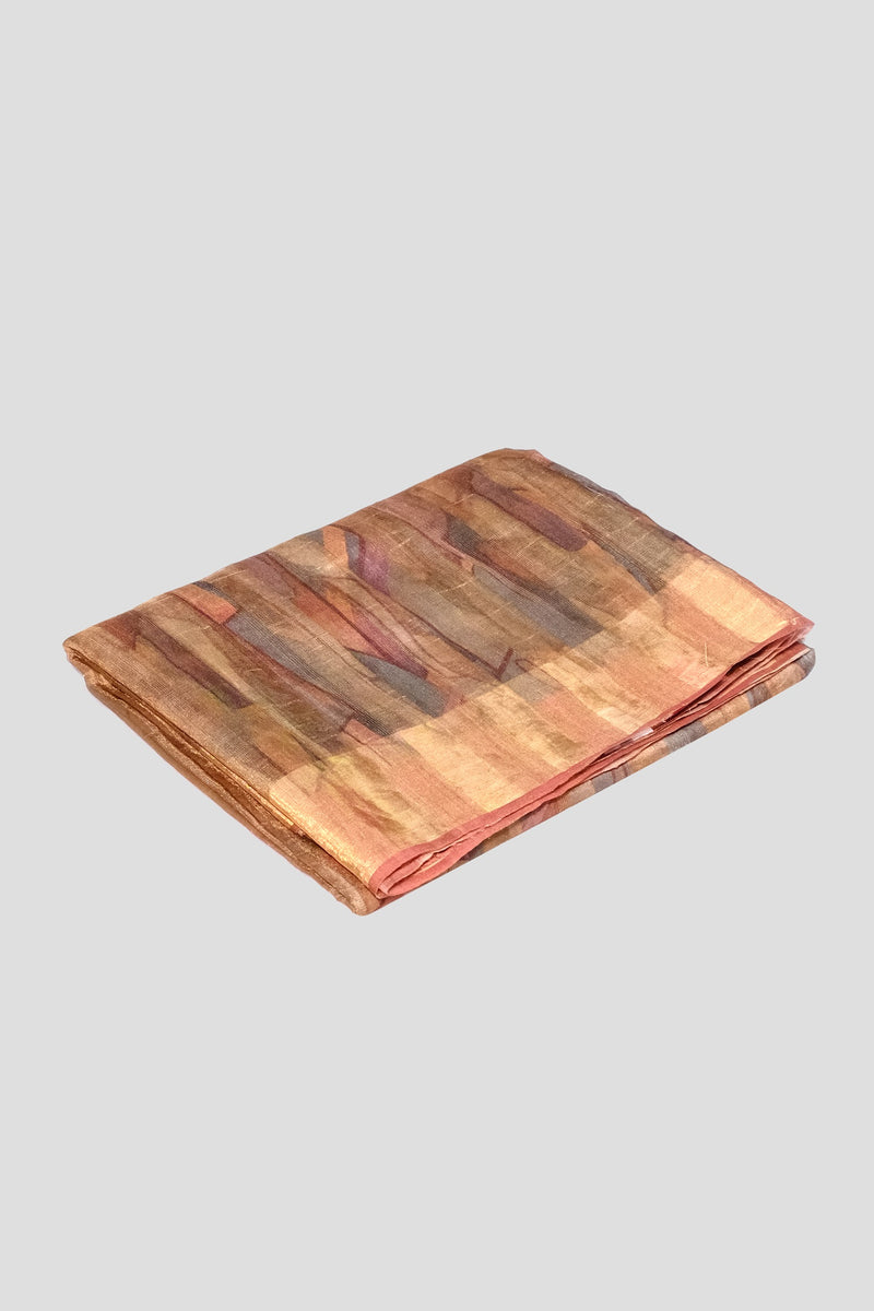 Golden tissue printed saree