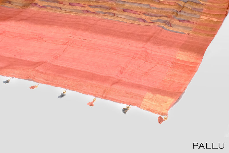 Golden tissue printed saree
