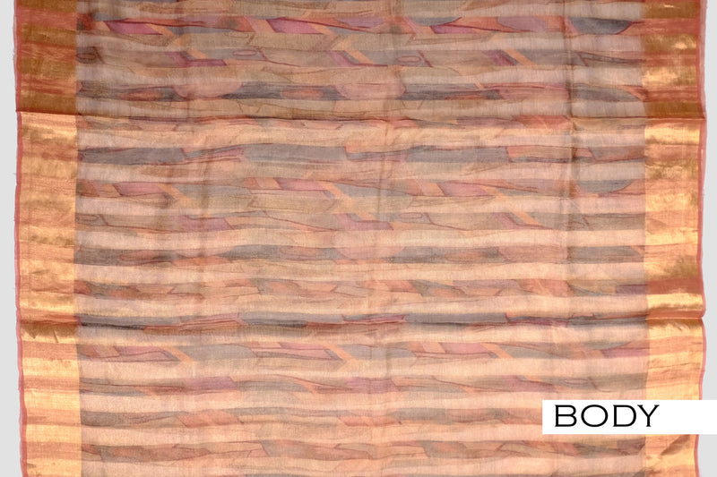 Golden tissue printed saree