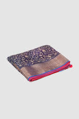 Indigo color Chanderi cotton saree