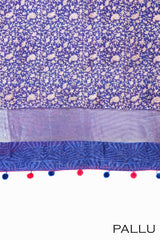 Indigo color Chanderi cotton saree