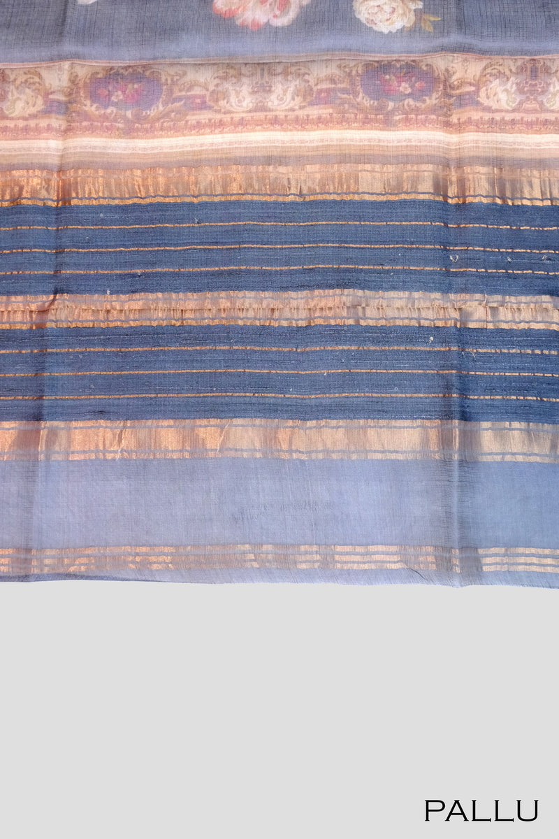Lynch color pure Tusser silk saree,